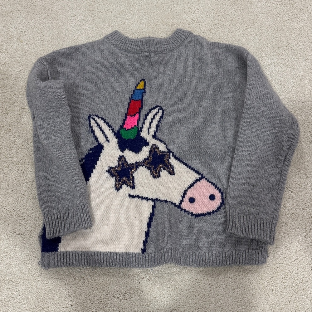 Mini Boden Unicorn Knit Sweater Size 5/6